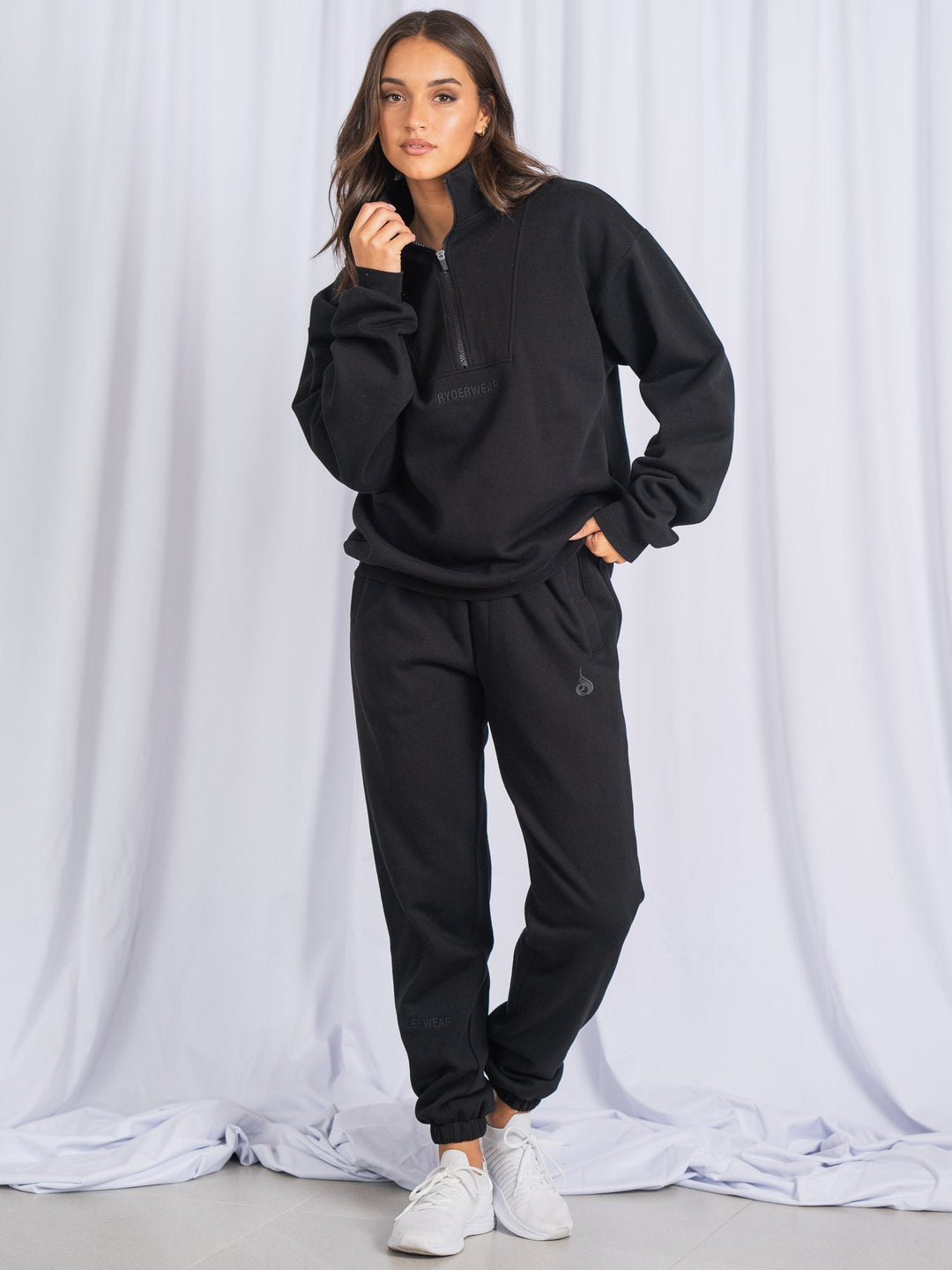 Unisex Half Zip Jumper - Black Clothing Ryderwear