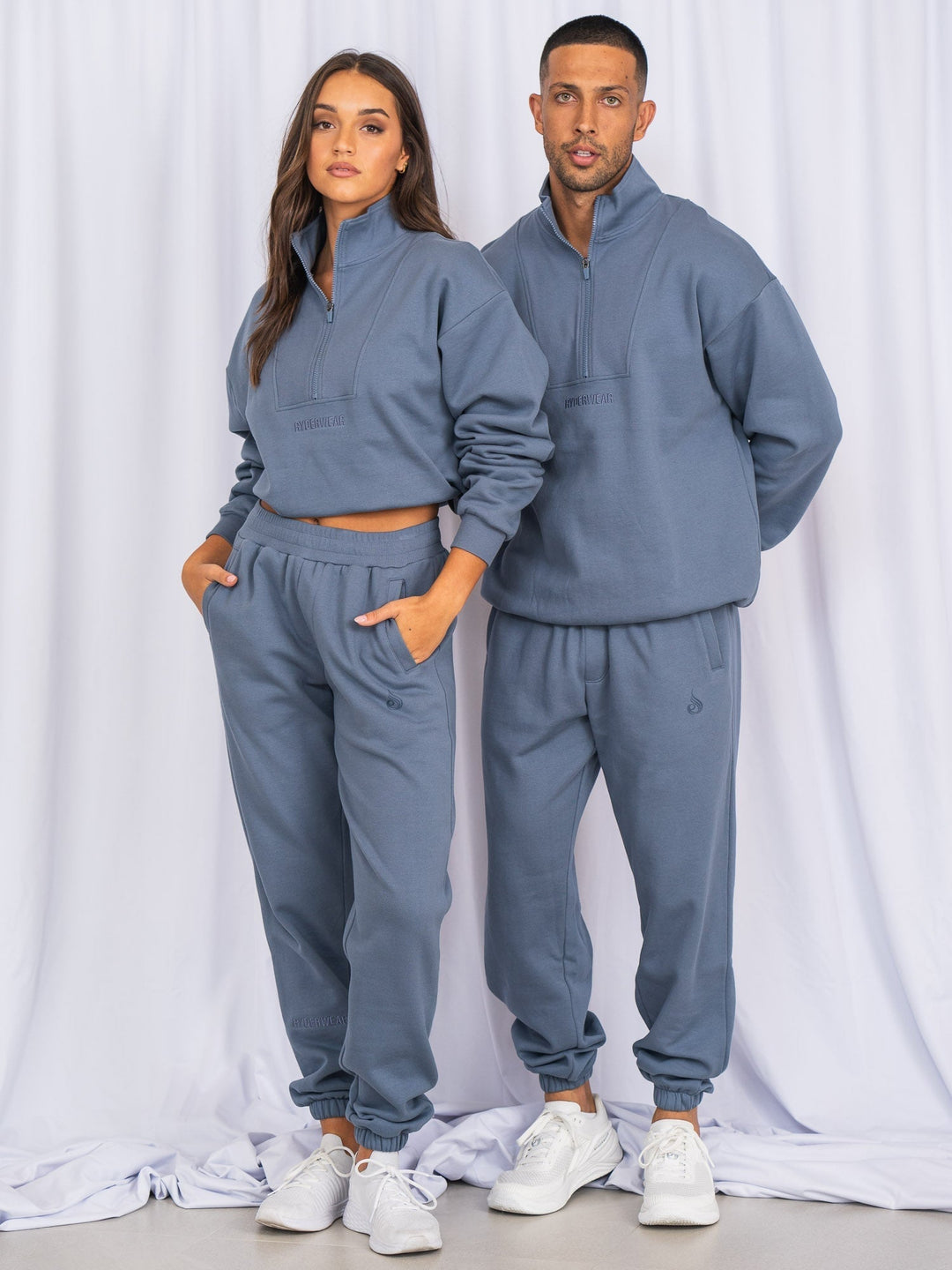 Unisex Half Zip Jumper - Denim Blue Clothing Ryderwear