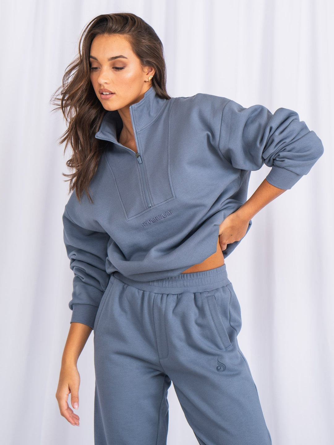 Unisex Half Zip Jumper - Denim Blue Clothing Ryderwear