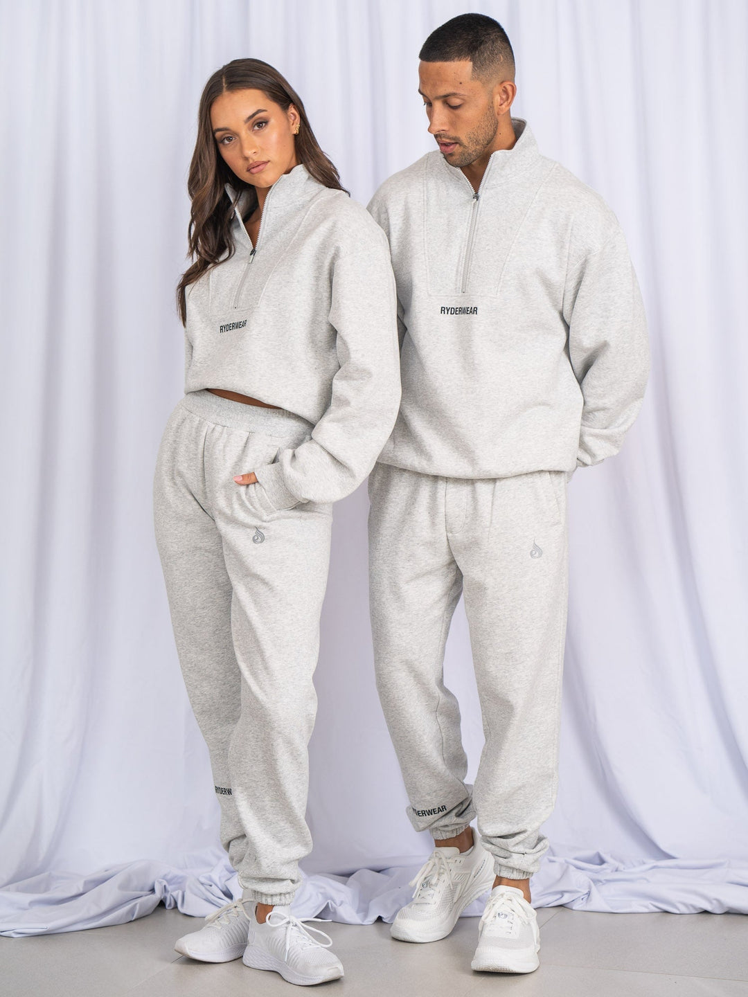 Unisex Half Zip Jumper - Snow Marl Clothing Ryderwear