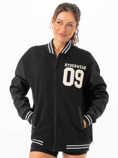 Varsity Bomber Jacket Black/Black