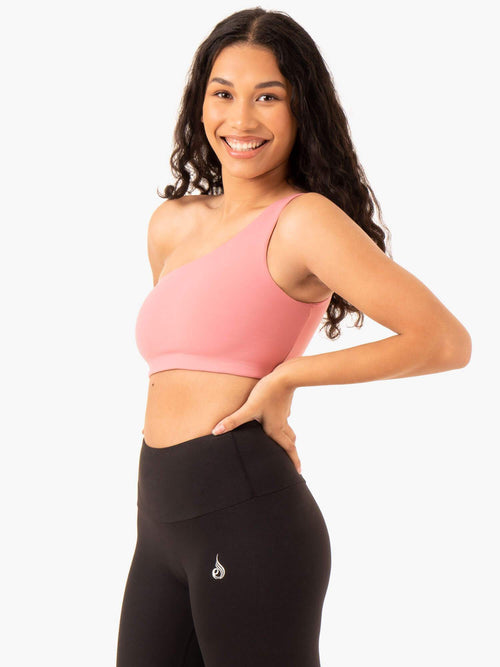 Adapt One Shoulder Sports Bra Blush Pink