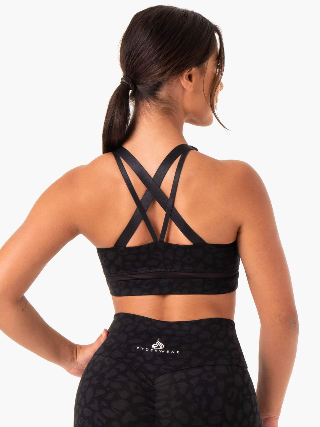 Amazon Mesh Sports Bra - Black Leopard Clothing Ryderwear