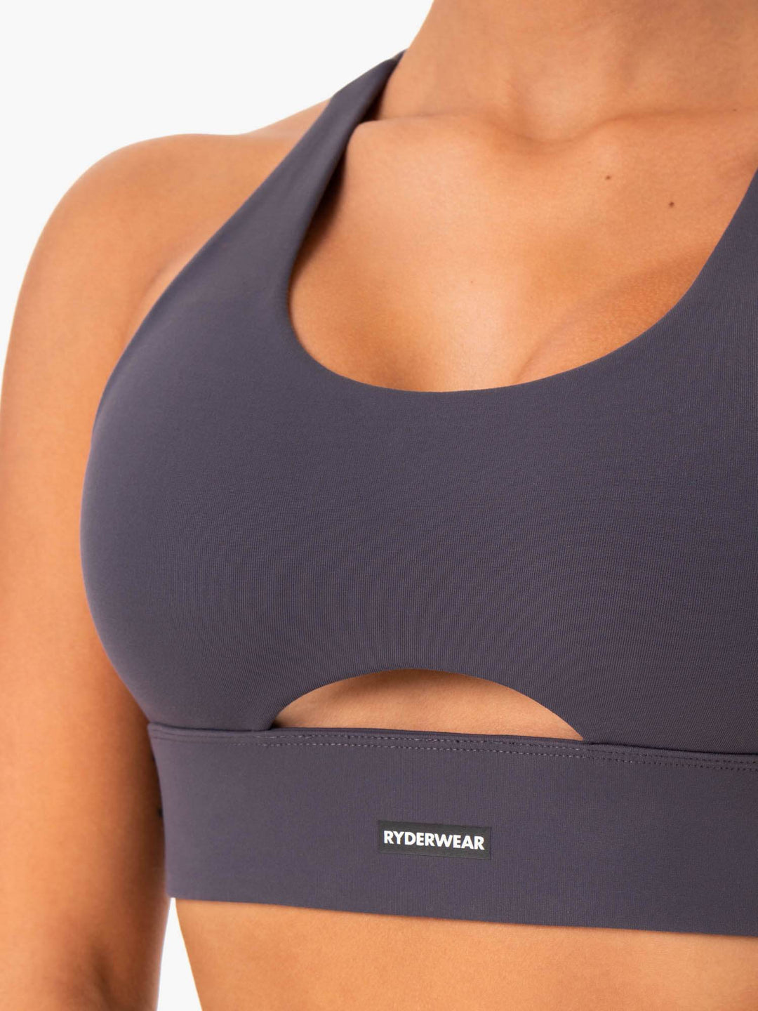 Base Racer Back Sports Bra - Charcoal Clothing Ryderwear