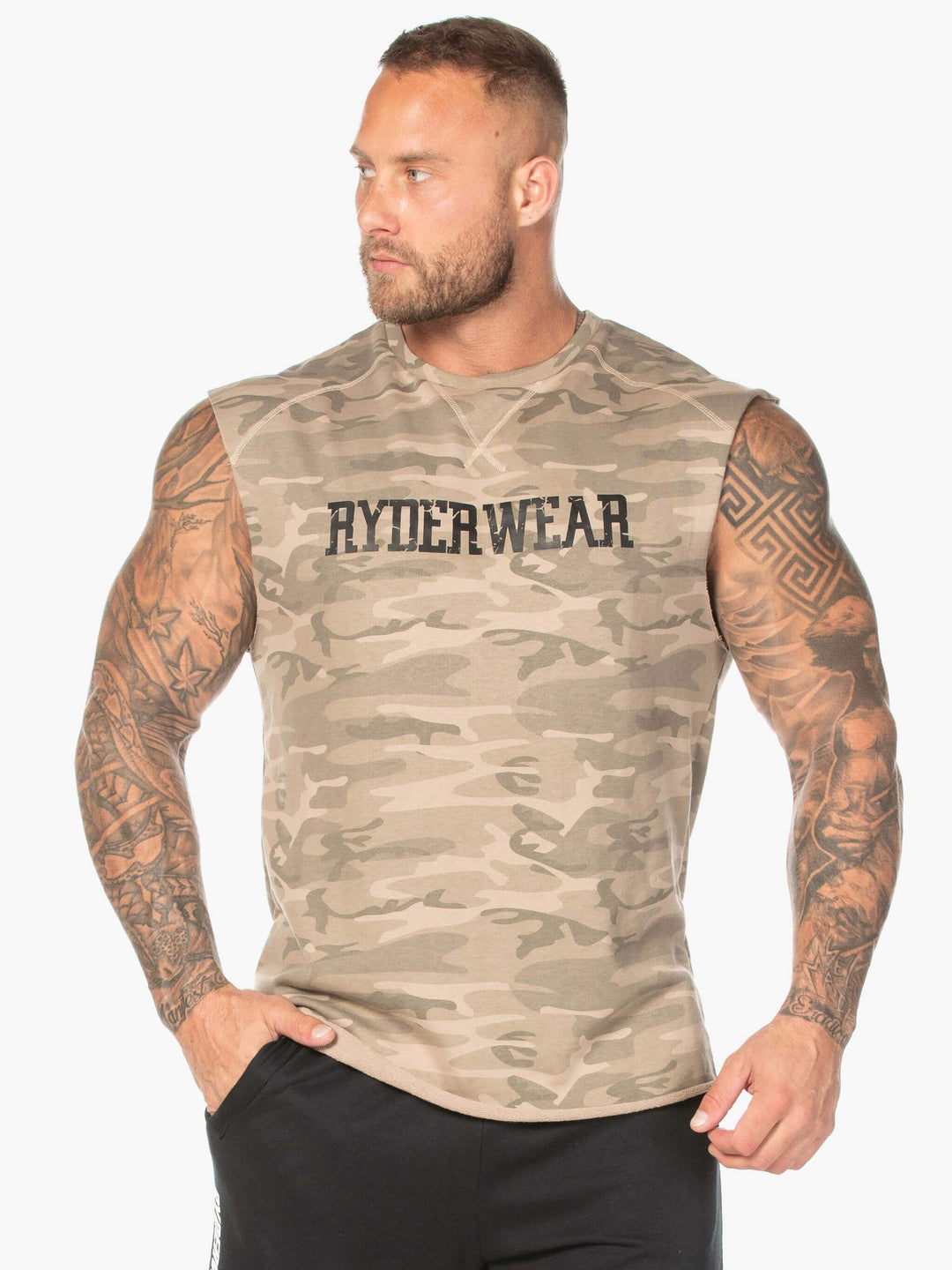 Camo Fleece Tank - Tan Camo Clothing Ryderwear