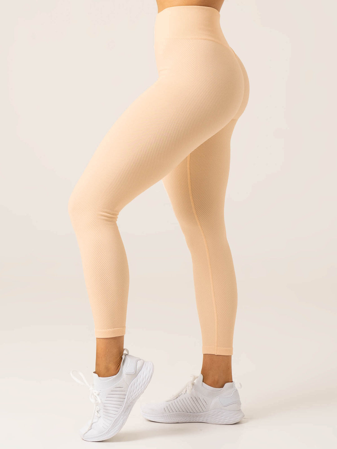 Circuit Rib Seamless High Waisted Leggings - Peach Sorbet Clothing Ryderwear