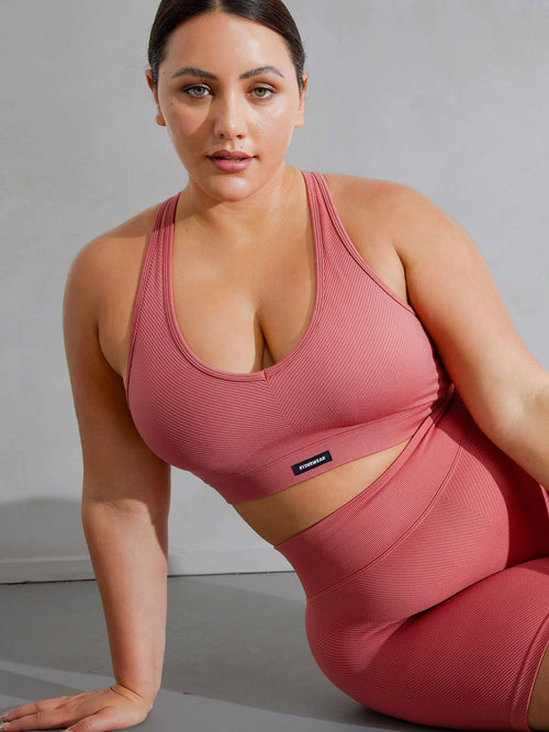 Circuit Rib Seamless Sports Bra Dusty Red