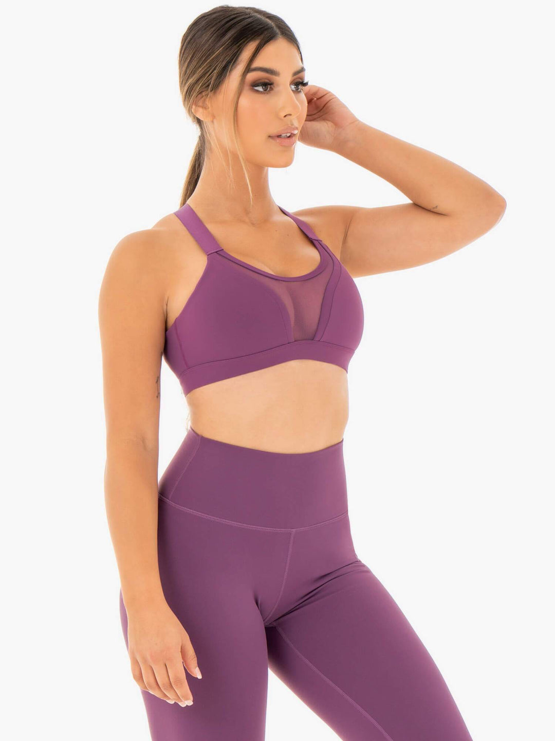 Collide Mesh Contour Sports Bra - Purple Clothing Ryderwear