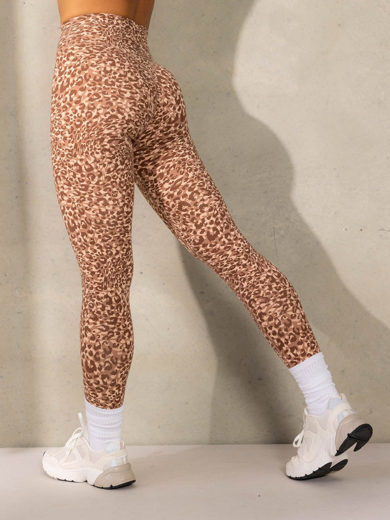 Empower High Waisted Leggings - Mocha Leopard - Ryderwear