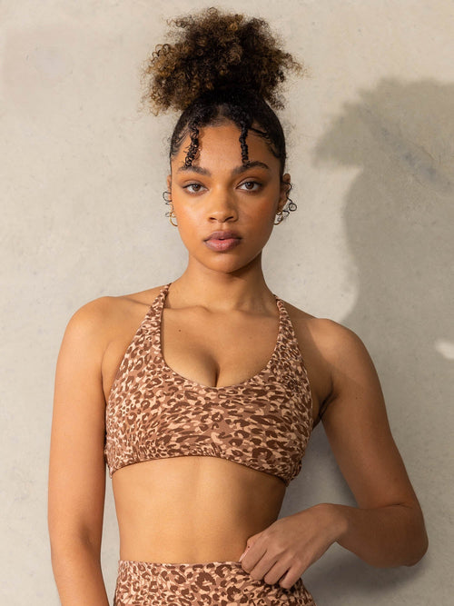 Empower Sports Crop Mocha Leopard