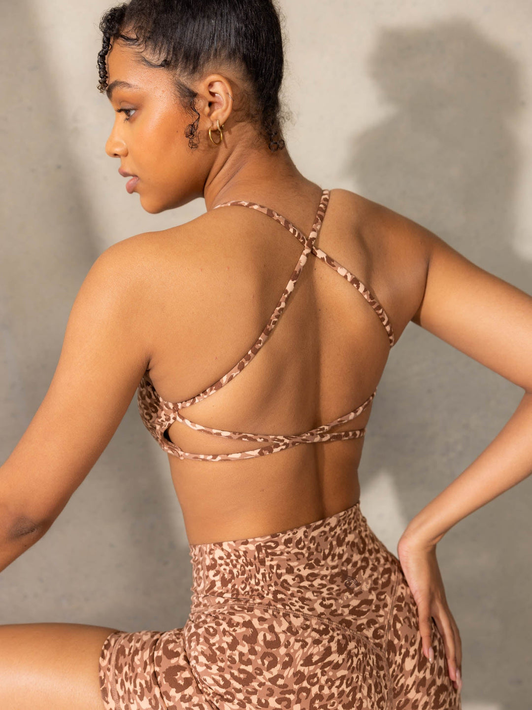 Empower Sports Crop - Mocha Leopard Clothing Ryderwear