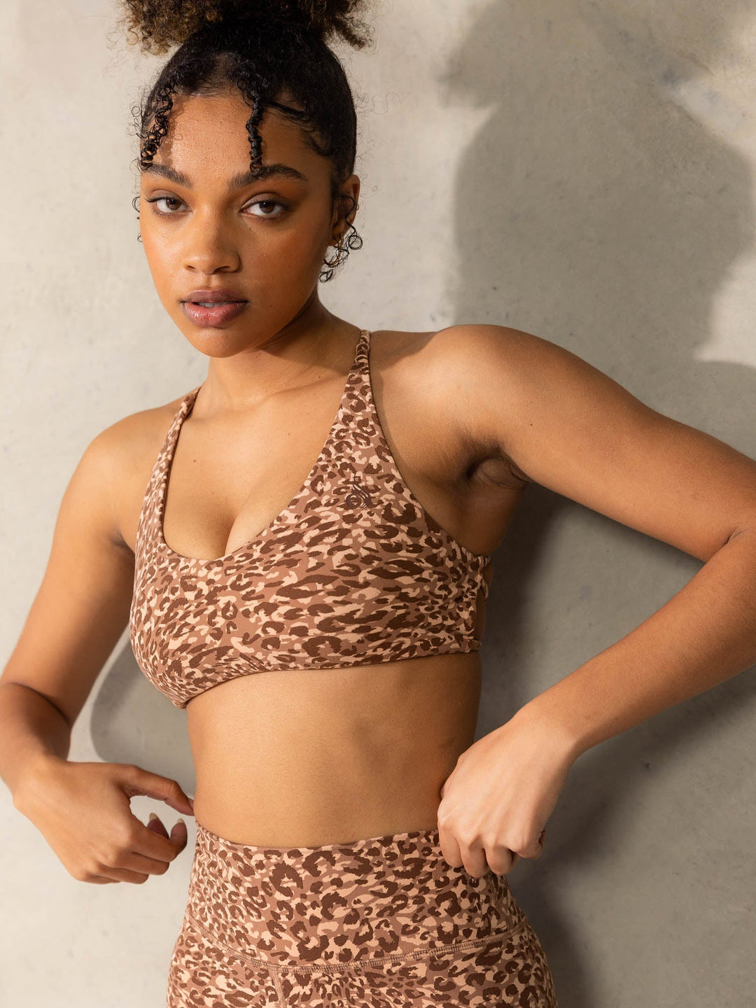 Empower Sports Crop - Mocha Leopard Clothing Ryderwear