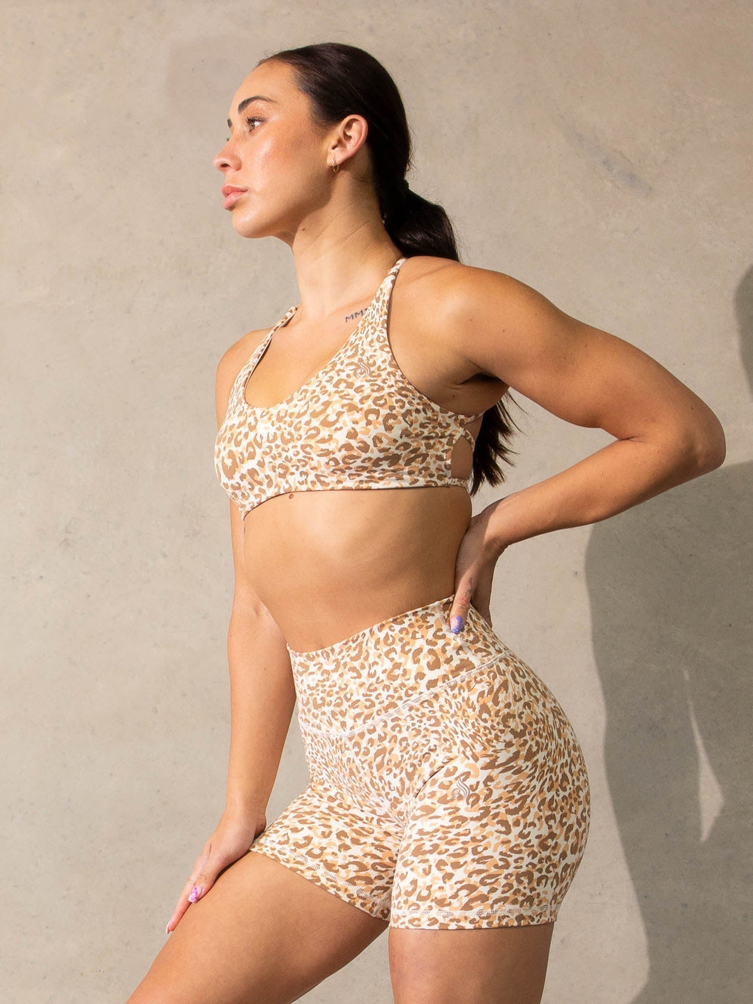 Empower Sports Crop - Vanilla Leopard Clothing Ryderwear