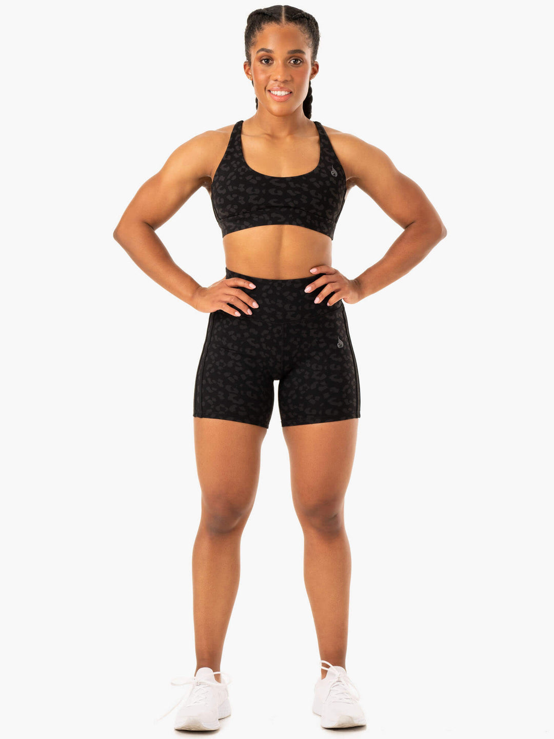 Evolution Sports Bra - Black Leopard Clothing Ryderwear