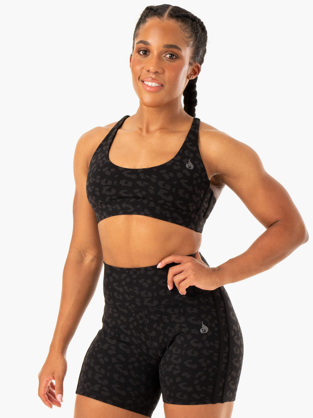 Evolution Sports Bra - Black Leopard Clothing Ryderwear