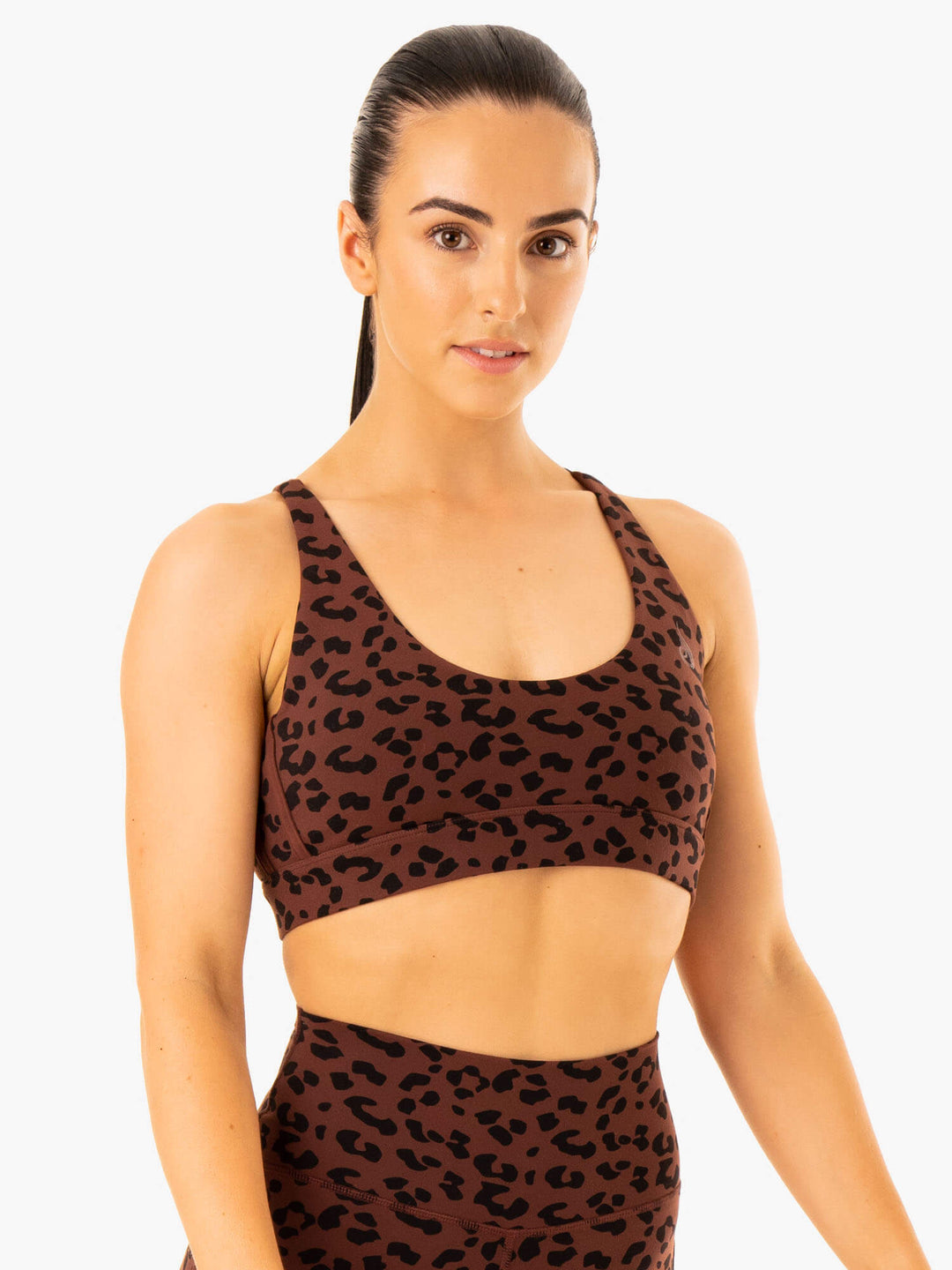 Evolution Sports Bra - Chocolate Leopard Clothing Ryderwear