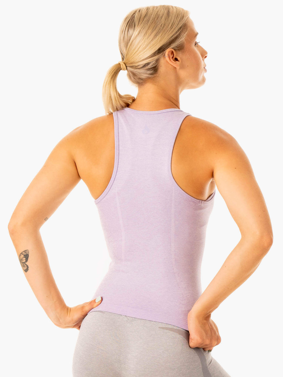 Excel Seamless Mid Length Tank - Lavender Marl Clothing Ryderwear