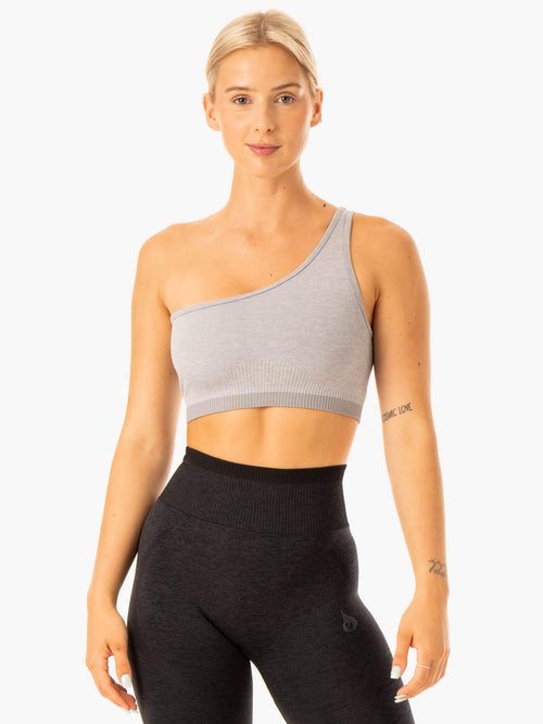 Excel Seamless One Shoulder Sports Bra Grey Marl
