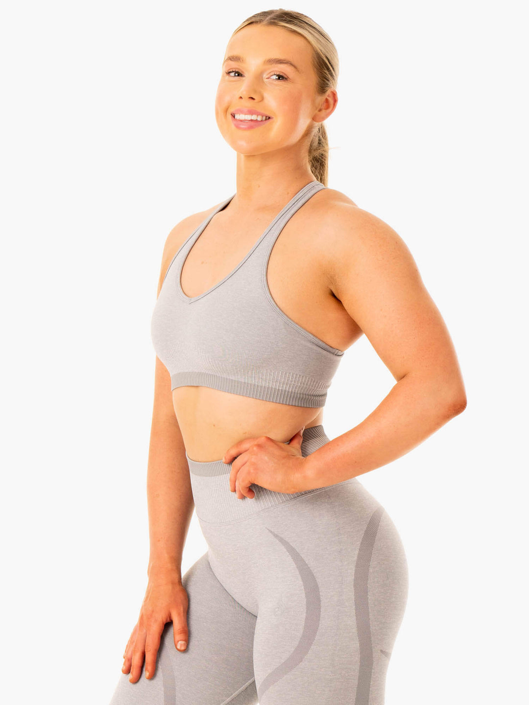 Excel Seamless Sports Bra - Grey Marl Clothing Ryderwear