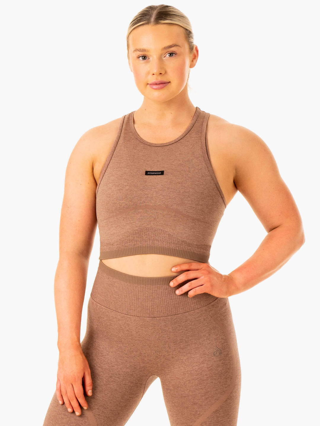 Excel Seamless Tank - Mocha Marl Clothing Ryderwear