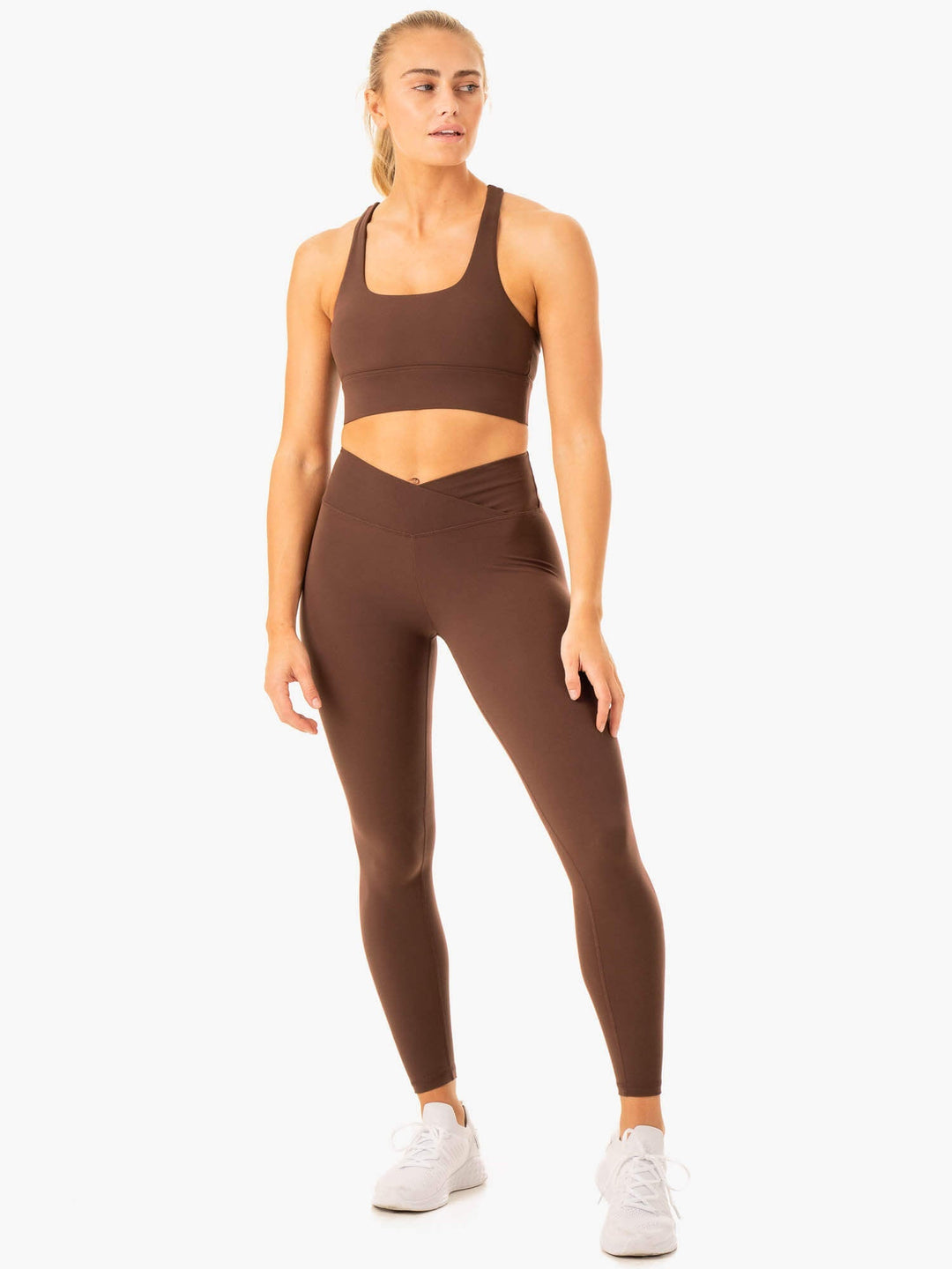 Flow Square Neck Sports Bra - Chocolate Clothing Ryderwear