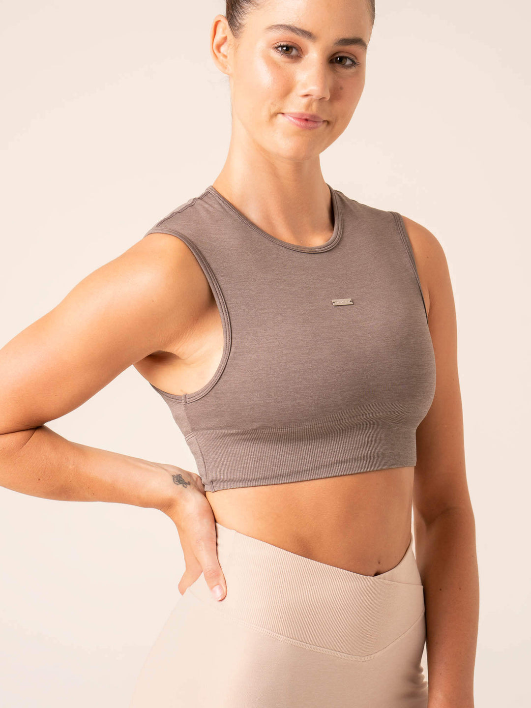 Focus Seamless Tank - Taupe Marl Clothing Ryderwear