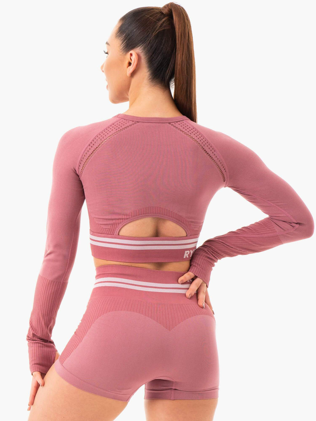 Freestyle Seamless Long Sleeve Crop - Dusty Pink Clothing Ryderwear