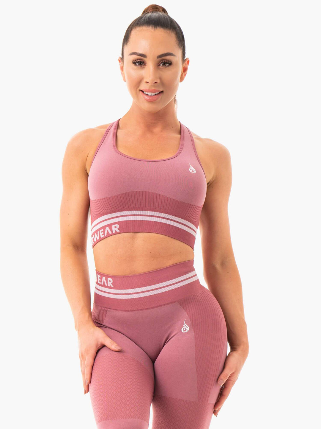 Freestyle Seamless Longline Sports Bra - Dusty Pink Clothing Ryderwear