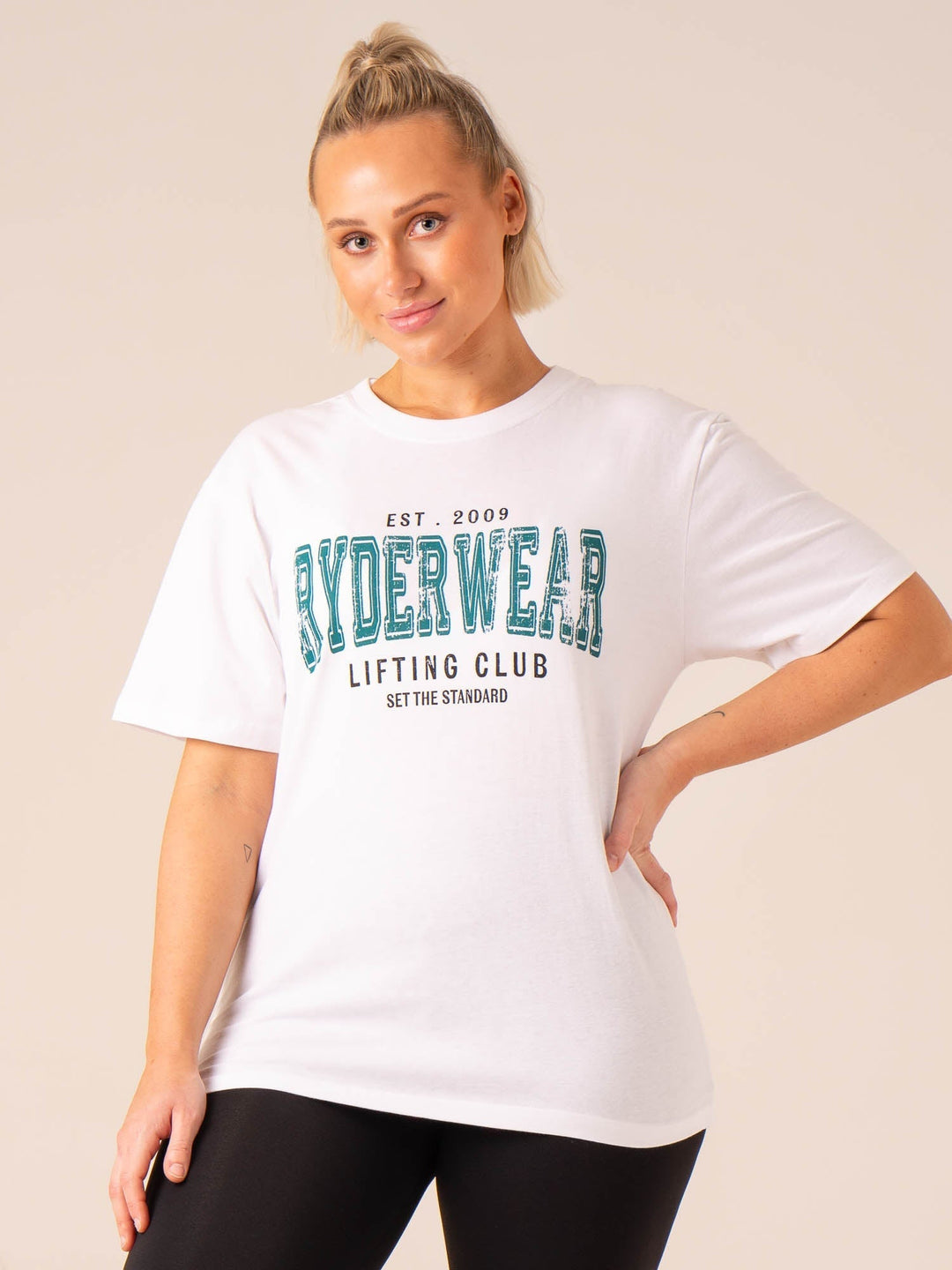 Grit Oversized T-Shirt - White Clothing Ryderwear