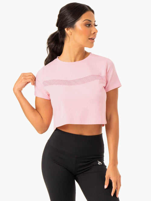 Hybrid Mesh Tee Pink