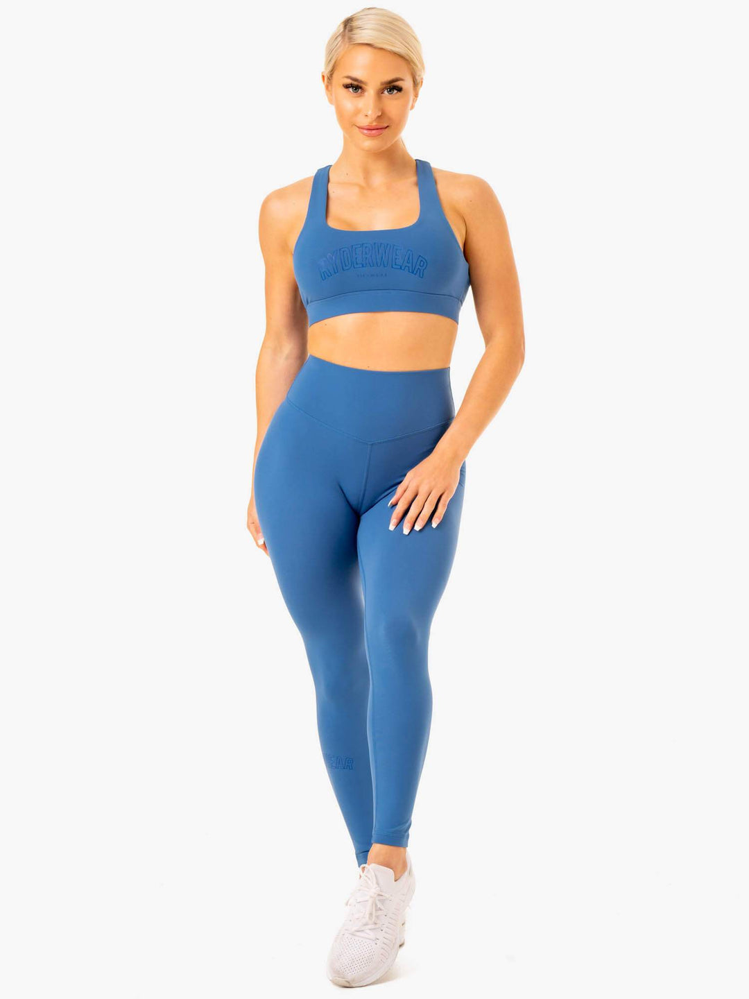 Knockout Racer Back Sports Bra - Blue Clothing Ryderwear