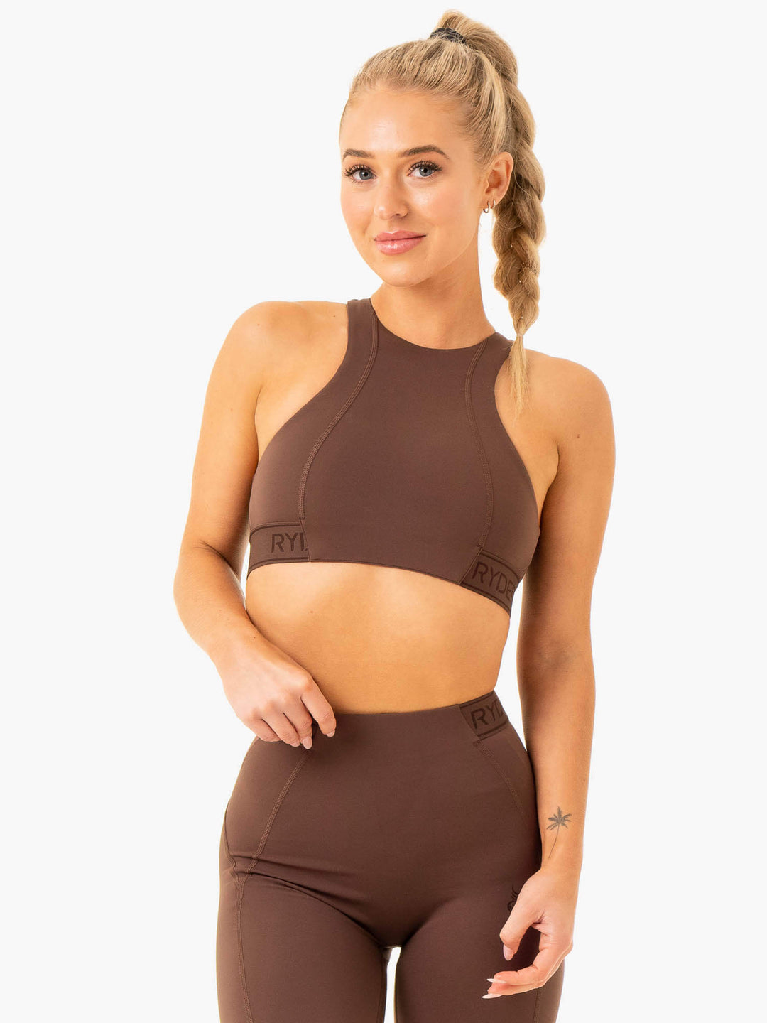 Level Up High Impact Sports Bra - Chocolate Clothing Ryderwear