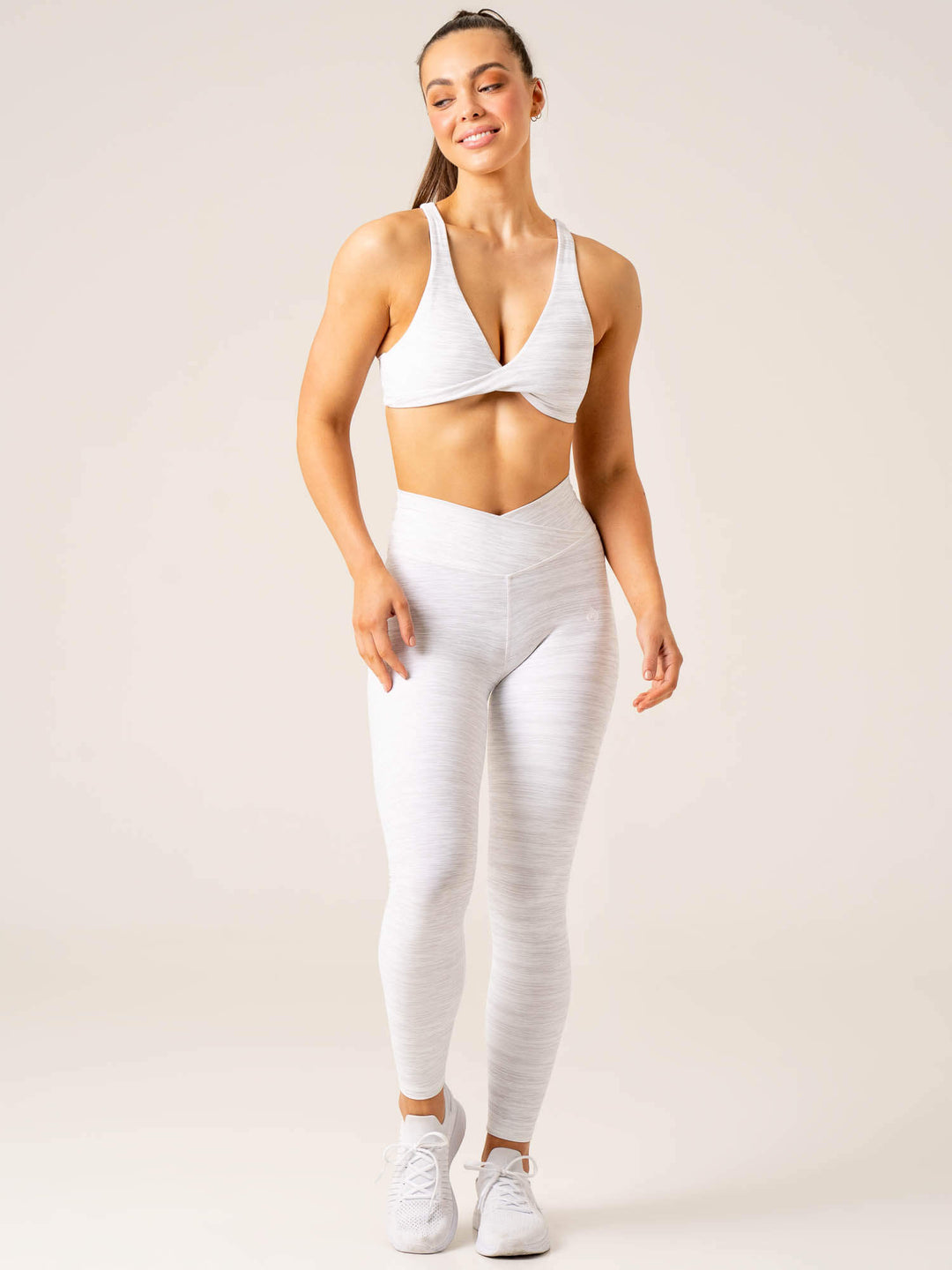 Momentum Cross Over Scrunch Leggings - Snow Grey Marl Clothing Ryderwear