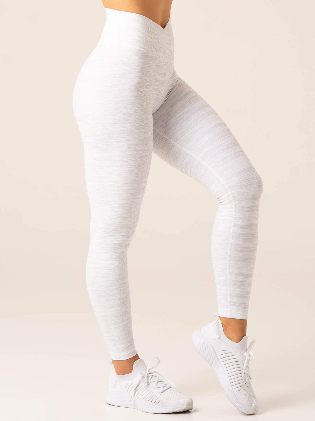 Momentum Cross Over Scrunch Leggings - Snow Grey Marl Clothing Ryderwear