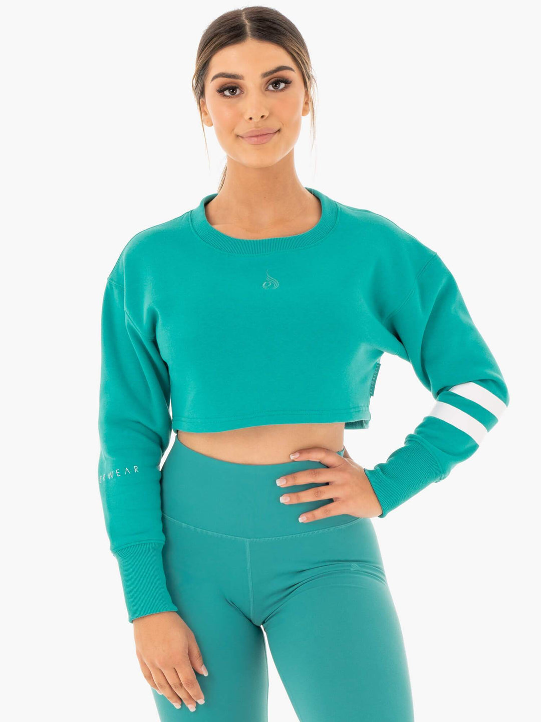 Motion Cropped Sweater - Teal Clothing Ryderwear