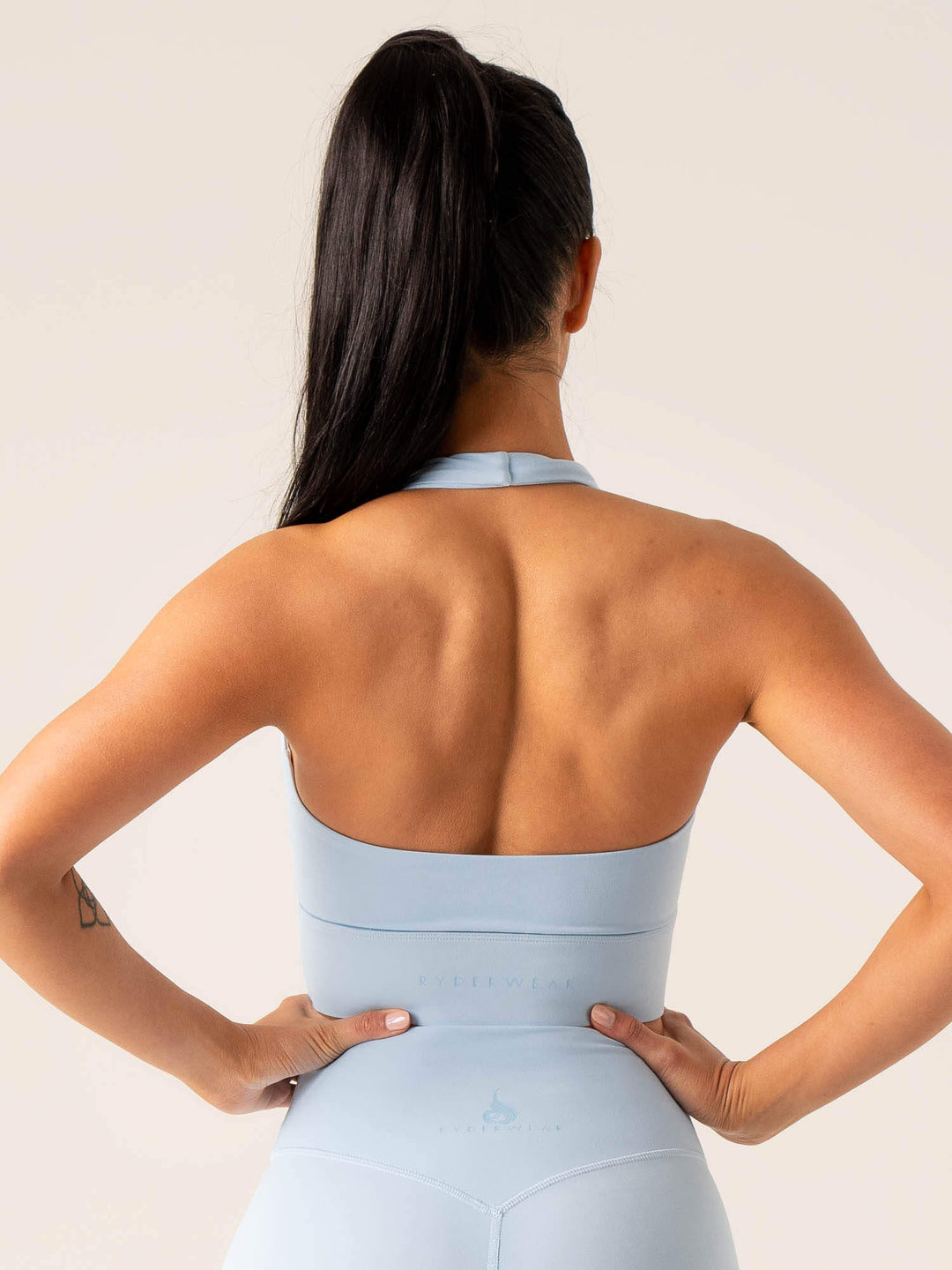 NKD Arch Halter Sports Bra - Baby Blue Clothing Ryderwear