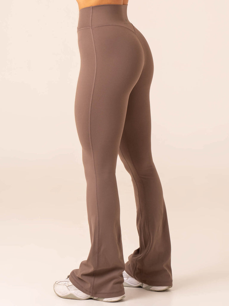 NKD Cross Over Flared Leggings Taupe Ryderwear