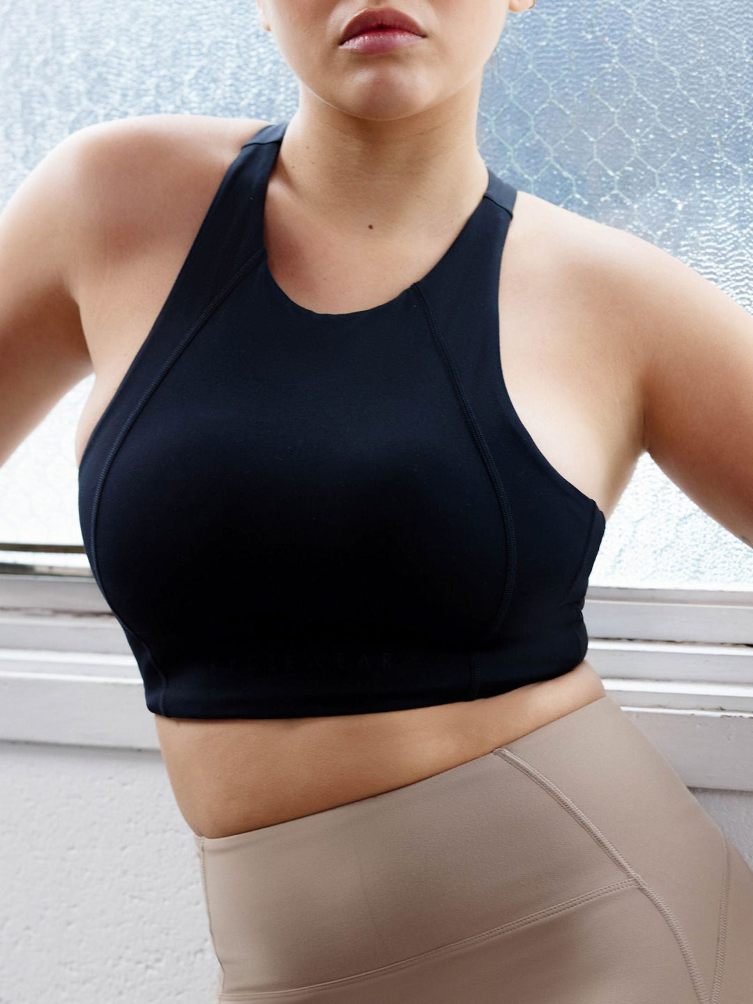 NKD Frame Long Line Sports Bra - Black Clothing Ryderwear