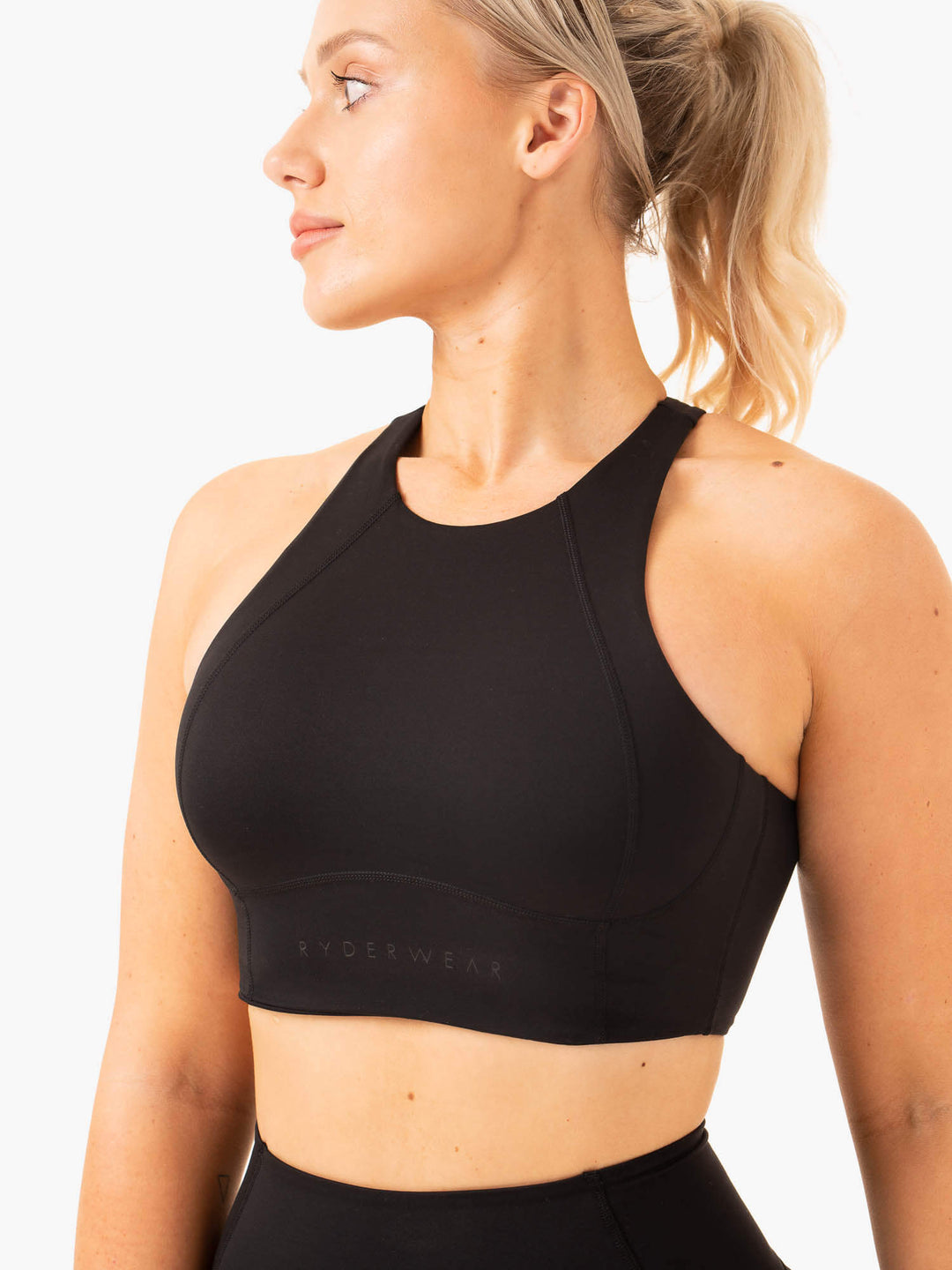 NKD Frame Long Line Sports Bra - Black Clothing Ryderwear