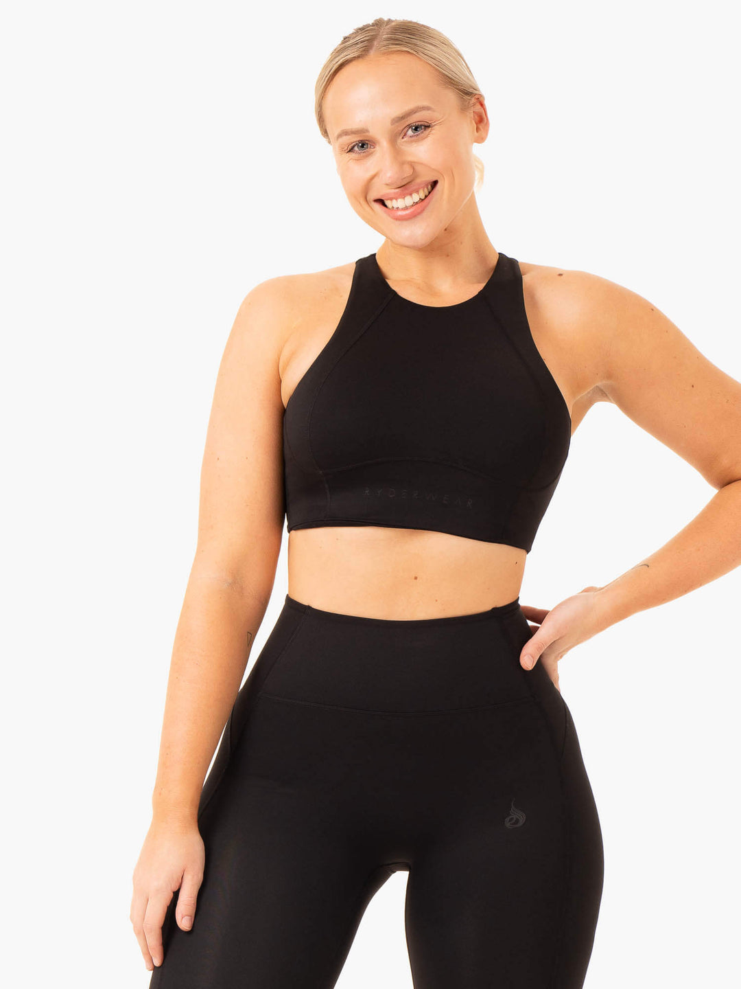 NKD Frame Long Line Sports Bra - Black Clothing Ryderwear
