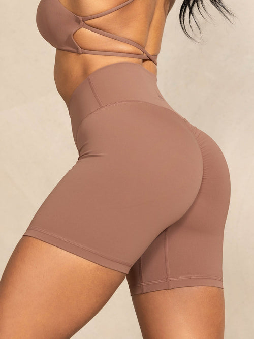 NKD High Waisted Scrunch Shorts Mocha
