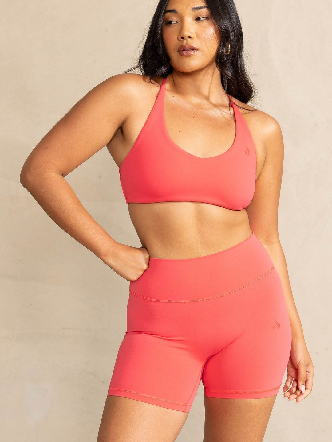NKD High Waisted Scrunch Shorts - Neon Salmon Clothing Ryderwear