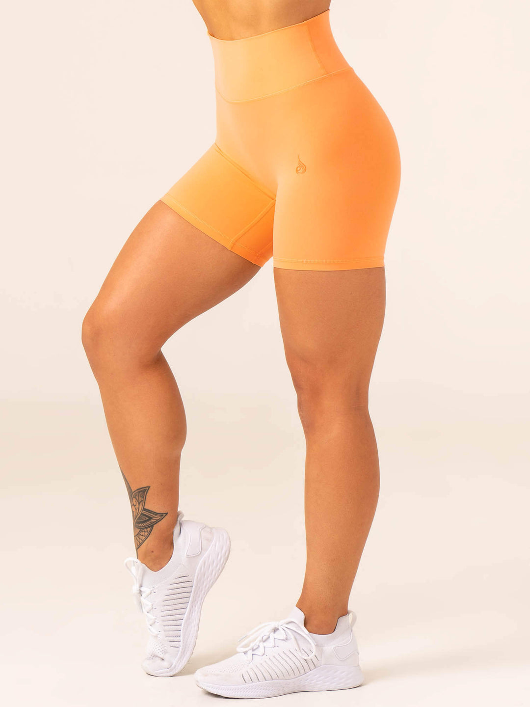 NKD High Waisted Scrunch Shorts - Orange Sherbet Clothing Ryderwear