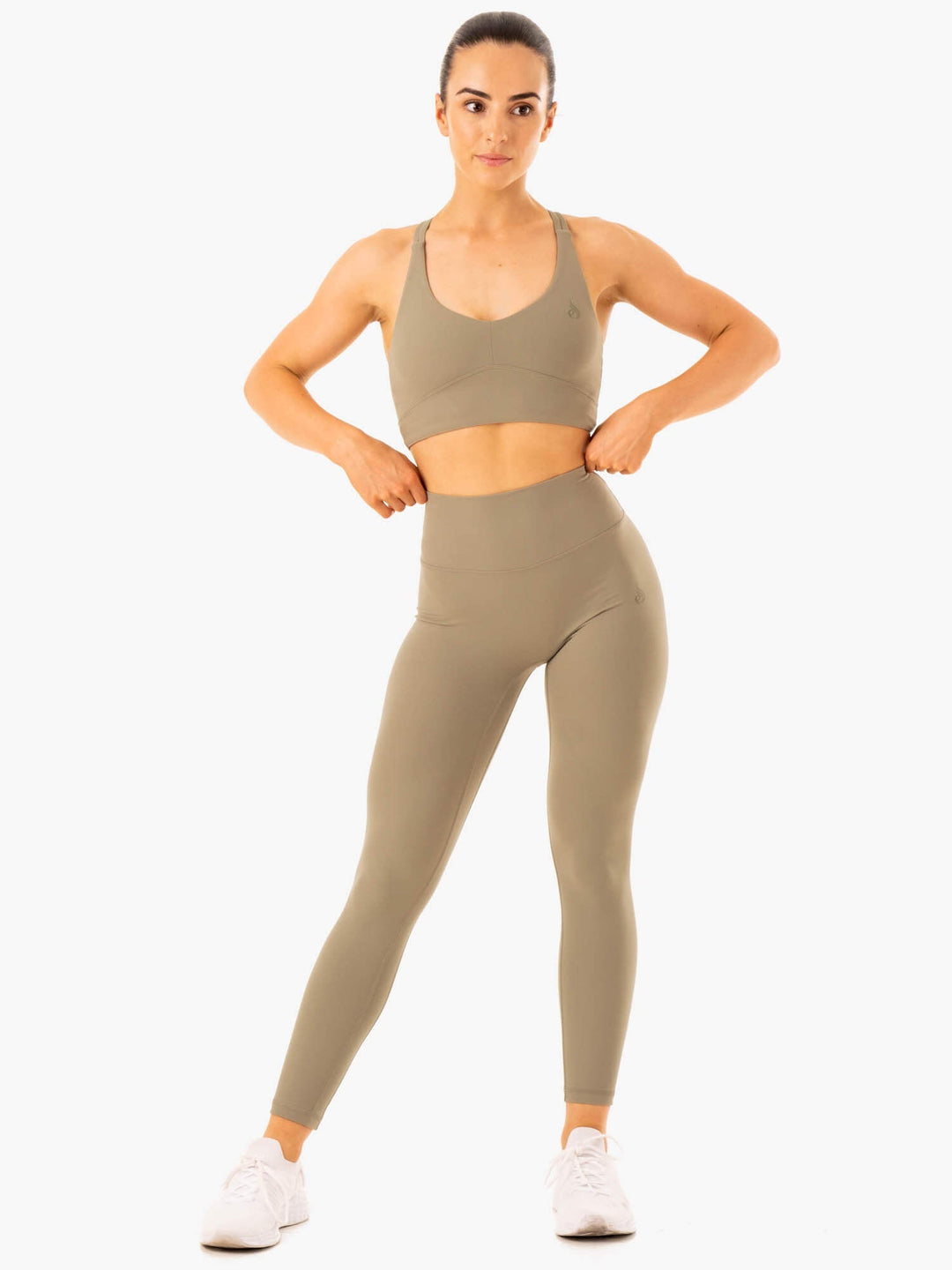 NKD Refine High Waisted Leggings - Khaki Clothing Ryderwear