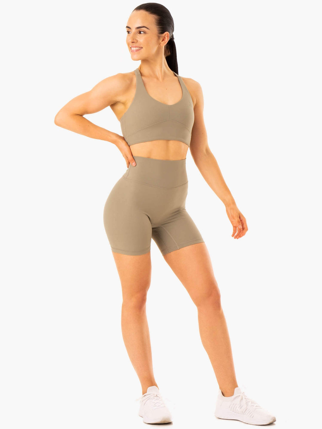 NKD Refine High Waisted Shorts - Khaki Clothing Ryderwear