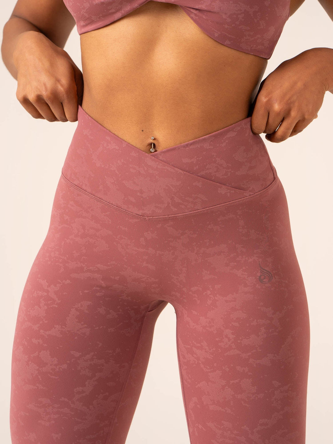 NKD Stonewash Crossover Scrunch Leggings - Boysenberry Stonewash Clothing Ryderwear