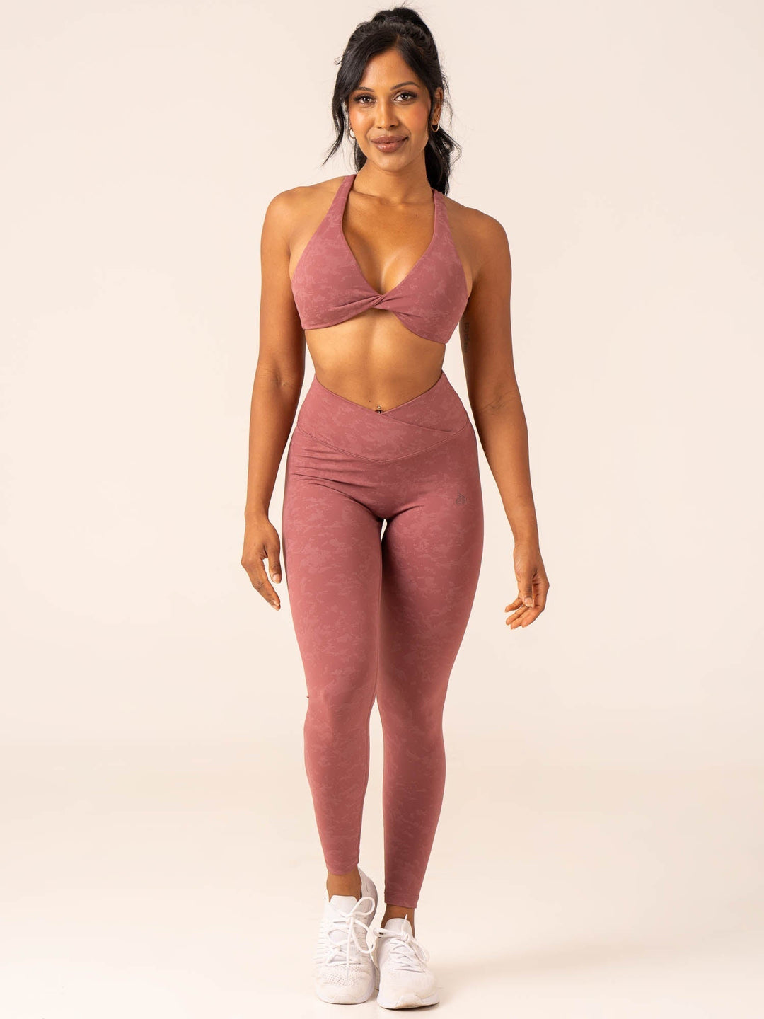 NKD Stonewash Crossover Scrunch Leggings - Boysenberry Stonewash Clothing Ryderwear
