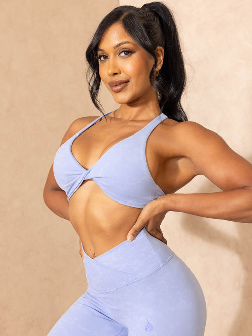 NKD Stonewash Twist Sports Bra Cornflower Blue Stonewash