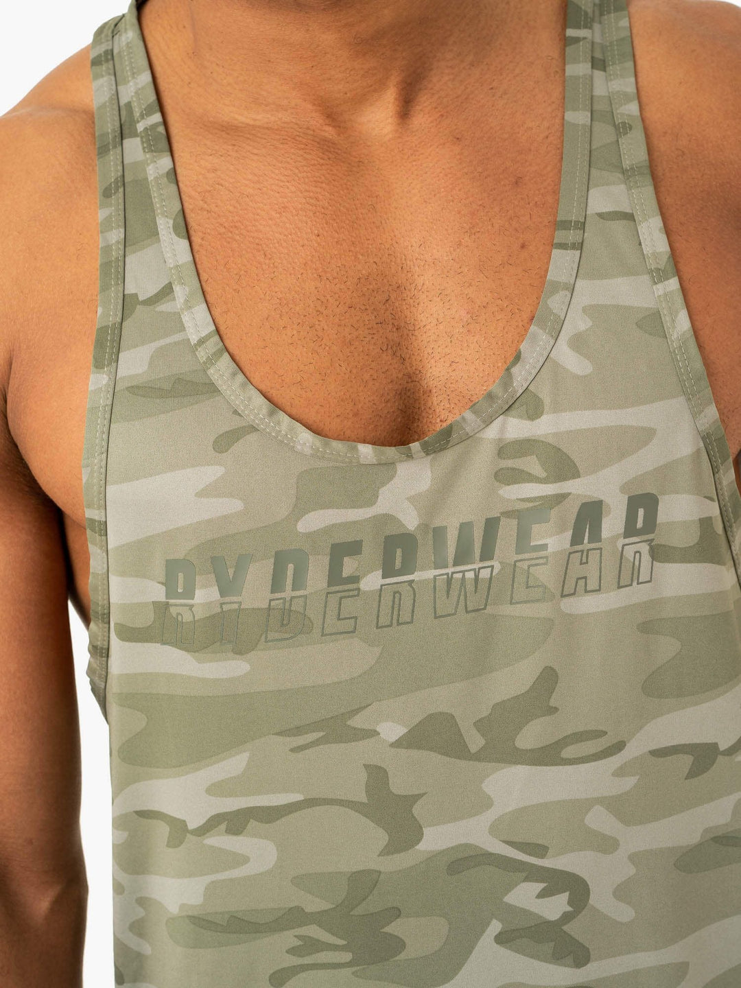 Overdrive Stringer T-Back - Sage Green Camo Clothing Ryderwear