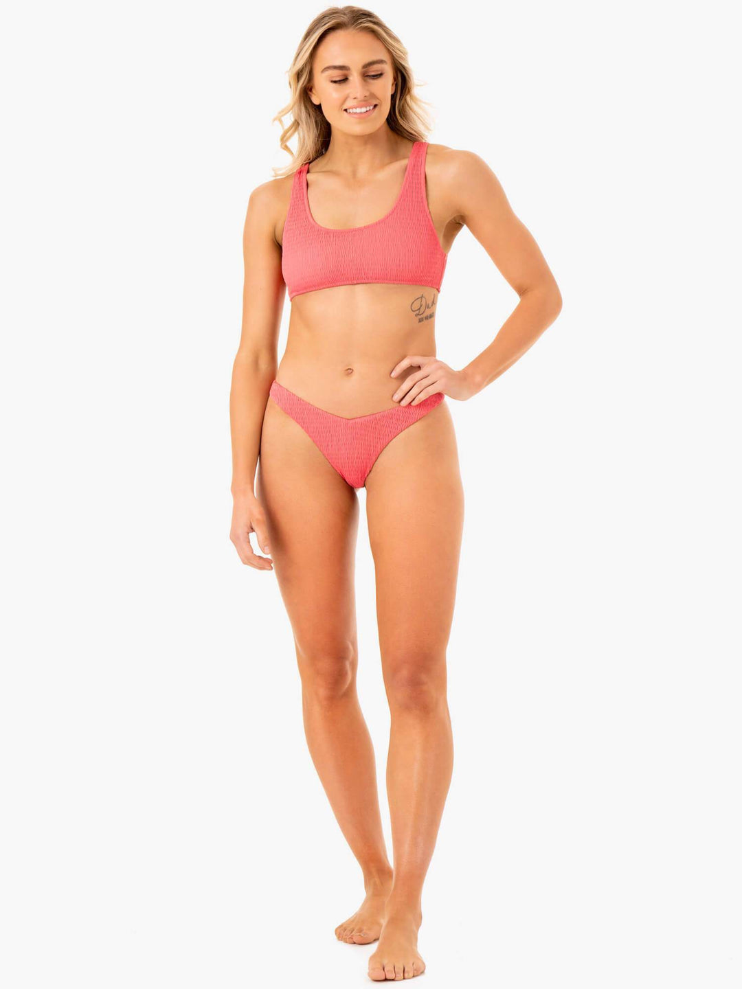 Paradise Scoop Bikini Top - Coral Clothing Ryderwear